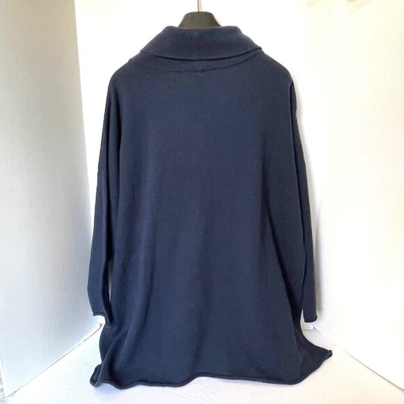 Eileen Fisher Turtleneck Sweater 3X Plus Blue Cotton Cashmere Relaxed Fit Luxe - Picture 5 of 6